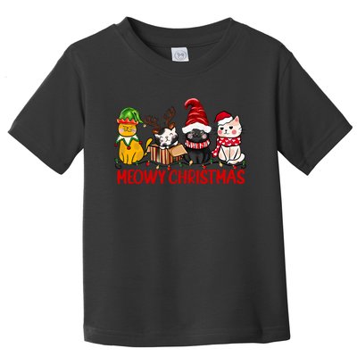 Funny Christmas Cats Cute Kitten Cats Santa Hat Xmas Toddler T-Shirt