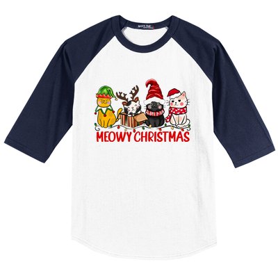 Funny Christmas Cats Cute Kitten Cats Santa Hat Xmas Baseball Sleeve Shirt