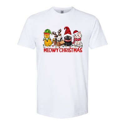 Funny Christmas Cats Cute Kitten Cats Santa Hat Xmas Softstyle CVC T-Shirt