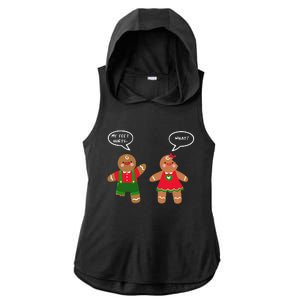 Funny Crude Christmas Humor Gingerbread Puns Slapstick Xmas Ladies PosiCharge Tri-Blend Wicking Draft Hoodie Tank