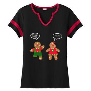 Funny Crude Christmas Humor Gingerbread Puns Slapstick Xmas Ladies Halftime Notch Neck Tee