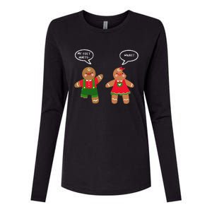 Funny Crude Christmas Humor Gingerbread Puns Slapstick Xmas Womens Cotton Relaxed Long Sleeve T-Shirt