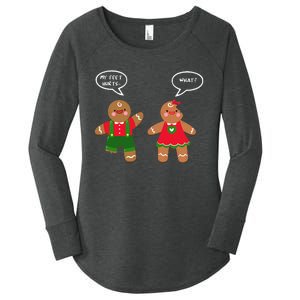 Funny Crude Christmas Humor Gingerbread Puns Slapstick Xmas Women's Perfect Tri Tunic Long Sleeve Shirt