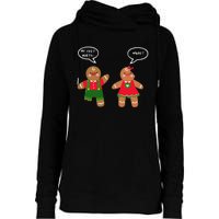 Funny Crude Christmas Humor Gingerbread Puns Slapstick Xmas Womens Funnel Neck Pullover Hood