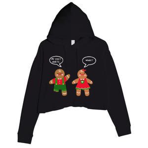 Funny Crude Christmas Humor Gingerbread Puns Slapstick Xmas Crop Fleece Hoodie