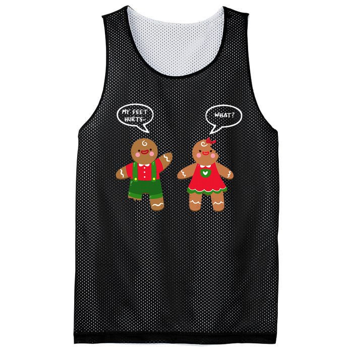 Funny Crude Christmas Humor Gingerbread Puns Slapstick Xmas Mesh Reversible Basketball Jersey Tank