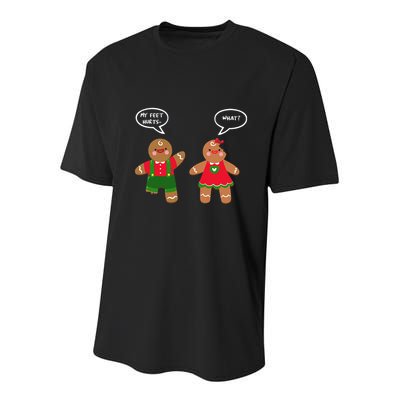Funny Crude Christmas Humor Gingerbread Puns Slapstick Xmas Youth Performance Sprint T-Shirt