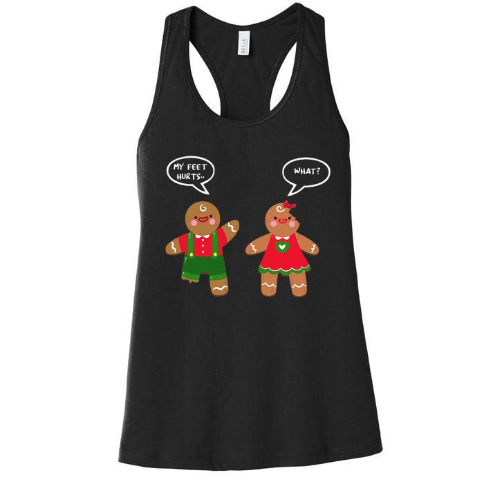 Funny Crude Christmas Humor Gingerbread Puns Slapstick Xmas Women's Racerback Tank