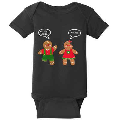 Funny Crude Christmas Humor Gingerbread Puns Slapstick Xmas Baby Bodysuit