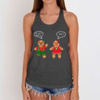 Funny Crude Christmas Humor Gingerbread Puns Slapstick Xmas Women's Knotted Racerback Tank