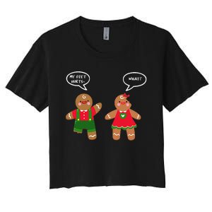 Funny Crude Christmas Humor Gingerbread Puns Slapstick Xmas Women's Crop Top Tee