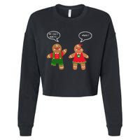 Funny Crude Christmas Humor Gingerbread Puns Slapstick Xmas Cropped Pullover Crew