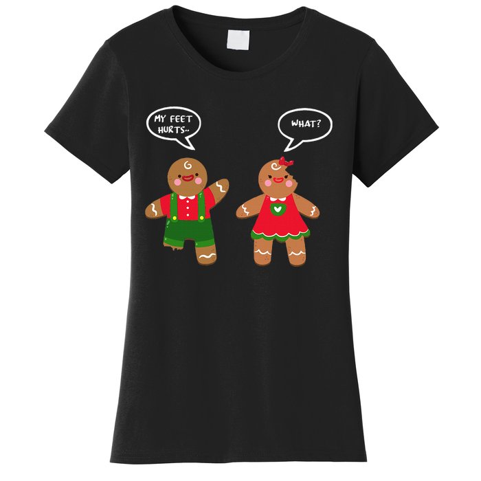 Funny Crude Christmas Humor Gingerbread Puns Slapstick Xmas Women's T-Shirt