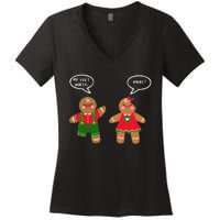 Funny Crude Christmas Humor Gingerbread Puns Slapstick Xmas Women's V-Neck T-Shirt