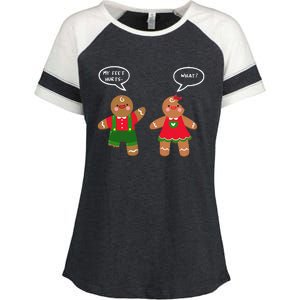 Funny Crude Christmas Humor Gingerbread Puns Slapstick Xmas Enza Ladies Jersey Colorblock Tee