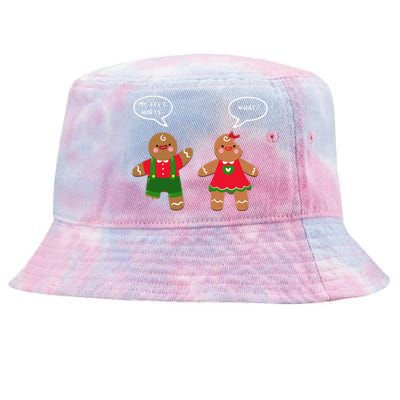 Funny Crude Christmas Humor Gingerbread Puns Slapstick Xmas Tie-Dyed Bucket Hat