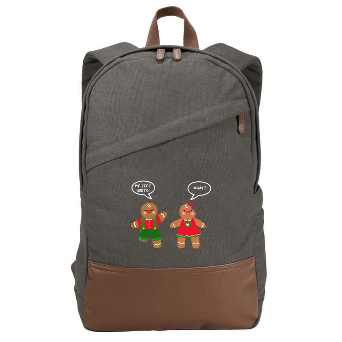 Funny Crude Christmas Humor Gingerbread Puns Slapstick Xmas Cotton Canvas Backpack