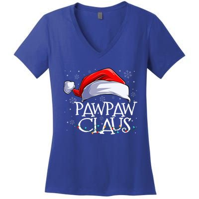 Funny Christmas Cute Hat Santa Pawpaw Claus Family Pajamas Gift Women's V-Neck T-Shirt