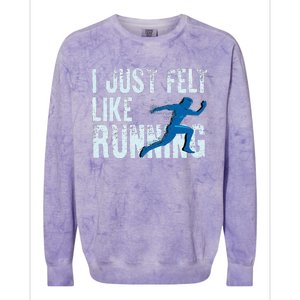 Funny Cross Country Gift I Just Felt Like Running Men Women Colorblast Crewneck Sweatshirt