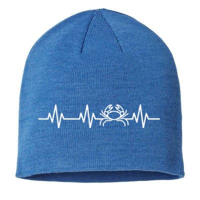 Funny Crabbing Crab Fishing Heart Beat Love Life Mom Dad Gift Sustainable Beanie