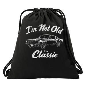 Funny Classic Car Guy Humor Saying For Old Man Enthusiasts Drawstring Bag