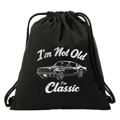Funny Classic Car Guy Humor Saying For Old Man Enthusiasts Drawstring Bag