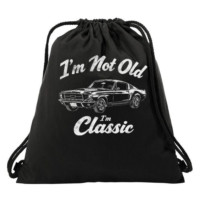 Funny Classic Car Guy Humor Saying For Old Man Enthusiasts Drawstring Bag