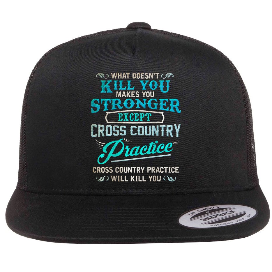 Funny Cross Country Runner Gift For Running Coach Flat Bill Trucker Hat