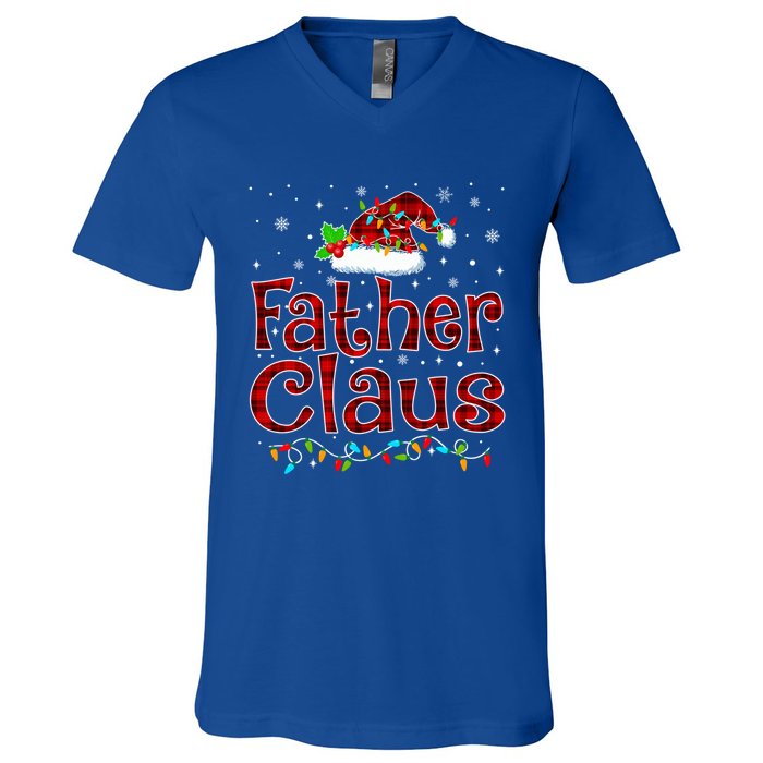 Father Claus Christmas Pajama Matching Family Xmas Lights Meaningful Gift V-Neck T-Shirt