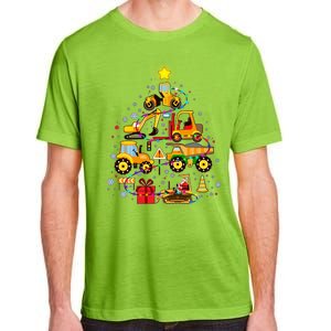 Funny Christmas Construction Vehicles Tree Adult ChromaSoft Performance T-Shirt