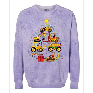 Funny Christmas Construction Vehicles Tree Colorblast Crewneck Sweatshirt