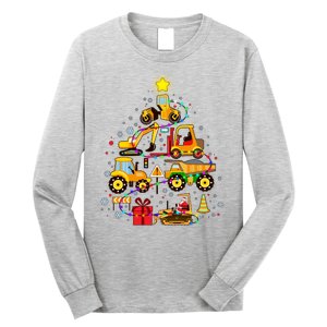 Funny Christmas Construction Vehicles Tree Long Sleeve Shirt