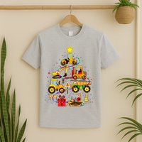 Funny Christmas Construction Vehicles Tree T-Shirt