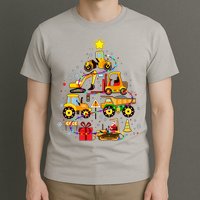 Funny Christmas Construction Vehicles Tree T-Shirt