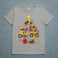 Funny Christmas Construction Vehicles Tree T-Shirt