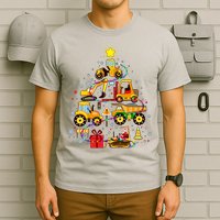 Funny Christmas Construction Vehicles Tree T-Shirt