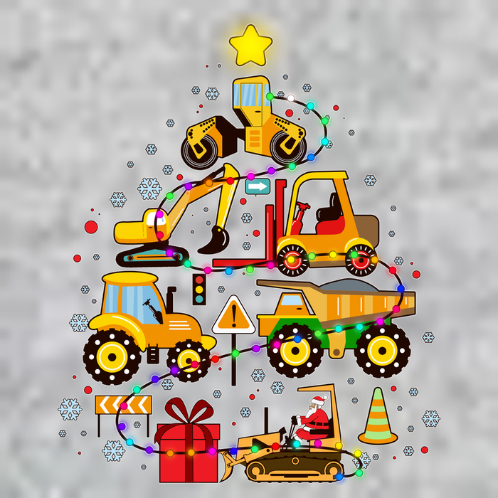 Funny Christmas Construction Vehicles Tree T-Shirt