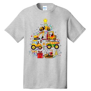 Funny Christmas Construction Vehicles Tree Tall T-Shirt