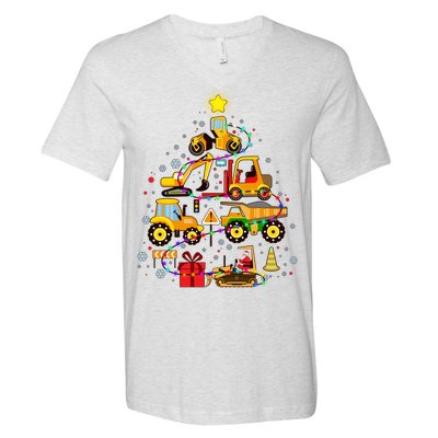 Funny Christmas Construction Vehicles Tree V-Neck T-Shirt