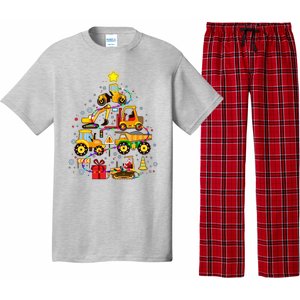 Funny Christmas Construction Vehicles Tree Pajama Set