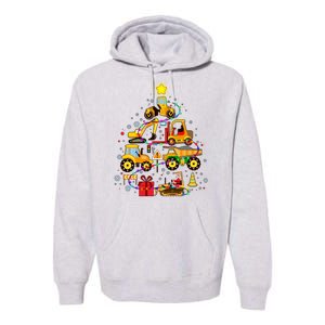 Funny Christmas Construction Vehicles Tree Premium Hoodie