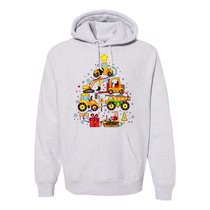 Funny Christmas Construction Vehicles Tree Premium Hoodie