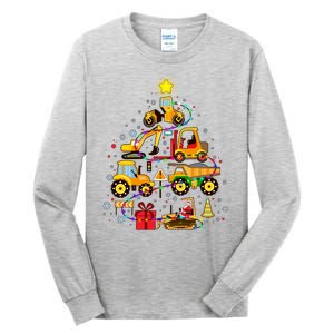 Funny Christmas Construction Vehicles Tree Tall Long Sleeve T-Shirt