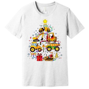 Funny Christmas Construction Vehicles Tree Premium T-Shirt