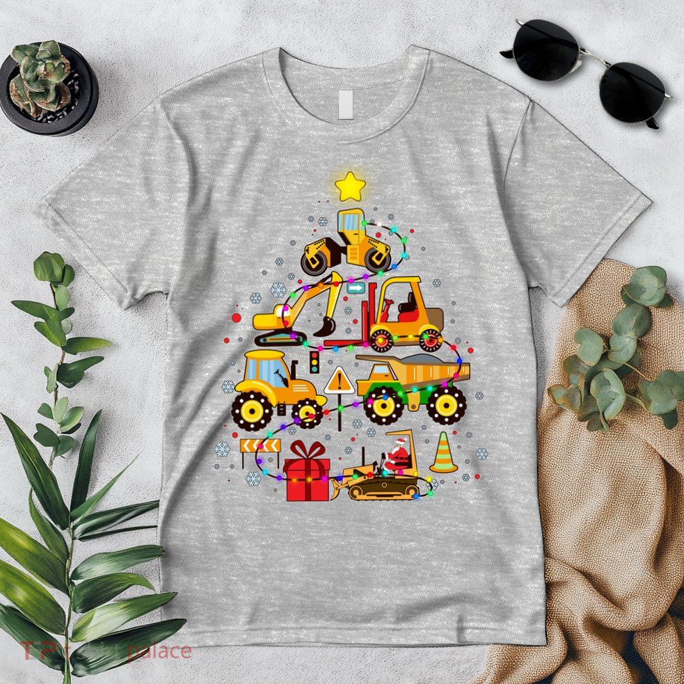 Funny Christmas Construction Vehicles Tree Premium T-Shirt