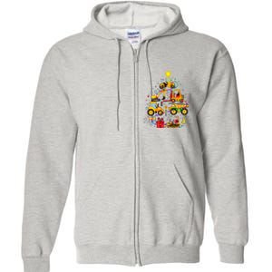 Funny Christmas Construction Vehicles Tree Full Zip Hoodie