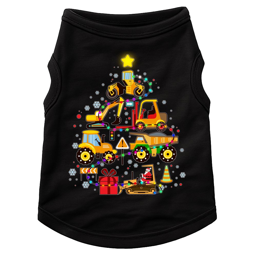 Funny Christmas Construction Vehicles Tree Doggie Tank