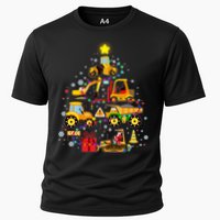 Funny Christmas Construction Vehicles Tree Cooling Performance Crew T-Shirt