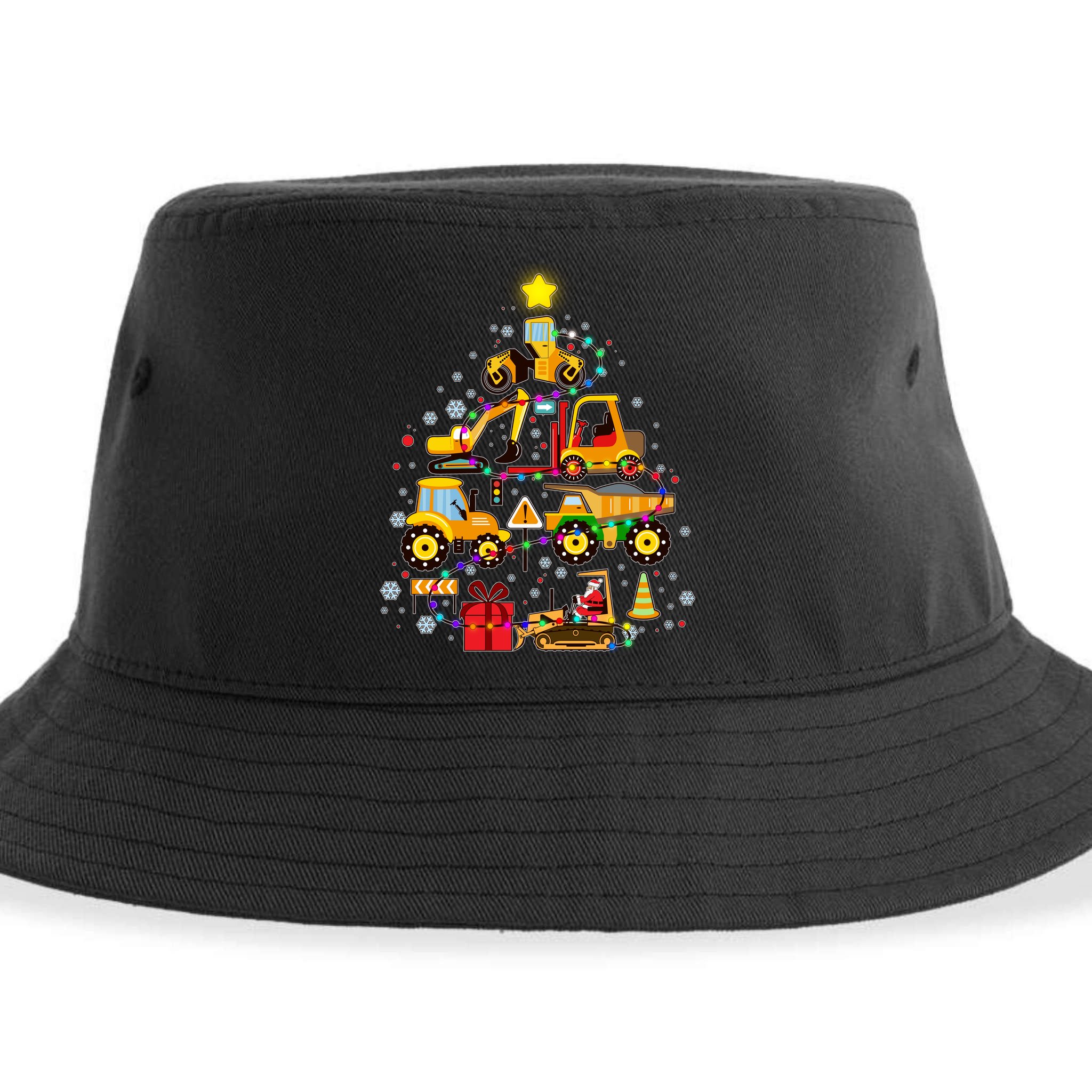 Funny Christmas Construction Vehicles Tree Sustainable Bucket Hat