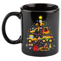 Funny Christmas Construction Vehicles Tree 11oz C Handle Ceramic Mug